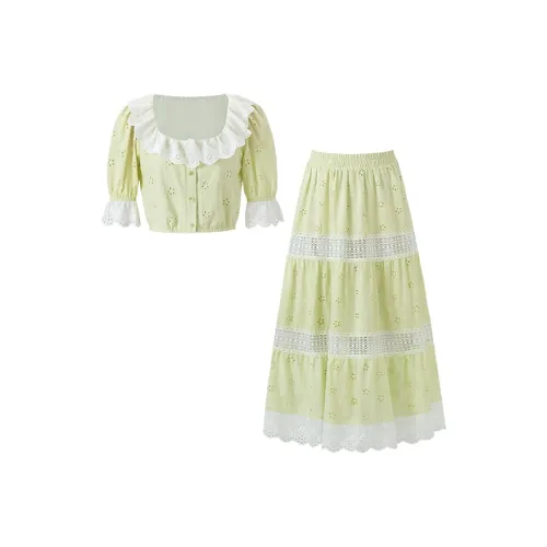 ACAINES Мятно-зеленый Комплекты Женские с юбкой