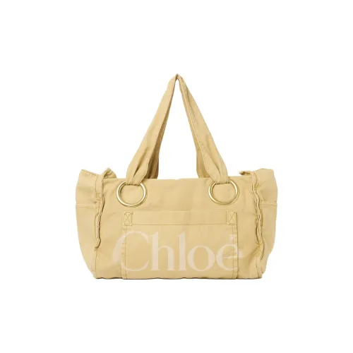 Chloe Хлопок Тоут Сумка Сумка для покупок Сумка на плечо Большая Женская Фарфорово-желтая