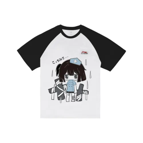 Подкладка Короткий рукав Т-рубашка Унисекс Белый Черный