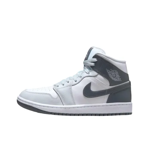 Jordan Air Jordan 1 Support MID Топ Винтажные Баскетбольные Кроссовки Унисекс Белый Серый