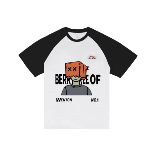 Подкладка Короткий рукав Т-рубашка Унисекс Белый Черный