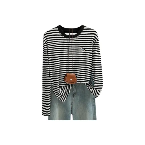 SIBAISHE Черно-белые полосы Женские T-рубашки