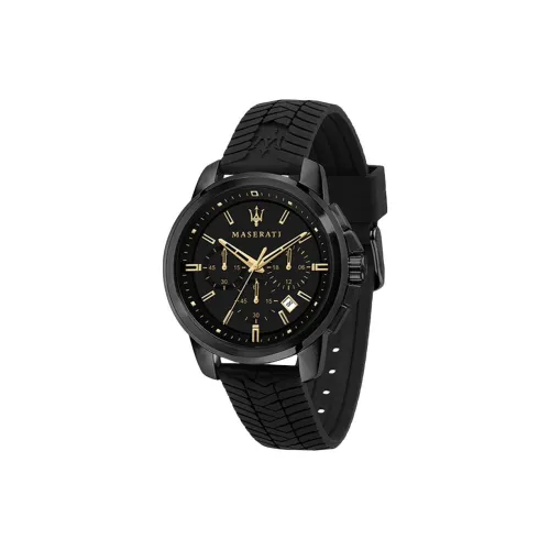 Maserati Мужские часы Кварцевый механизм Силиконовый ремешок Черный циферблат