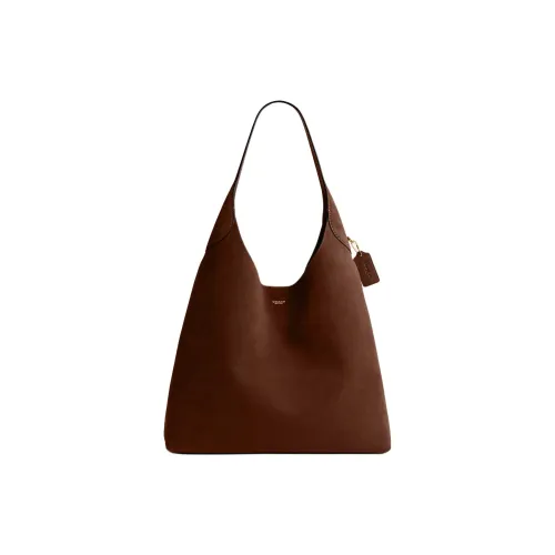 COACH Brooklyn Замшевый Полумесяц Сумка Сумка Сумка через плечо Большая Женская Теплый Коричневый