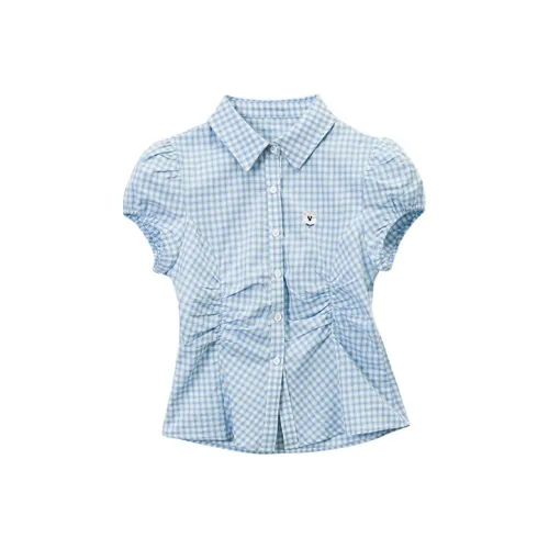 MASOOMAKE Летняя рубашка женская синяя