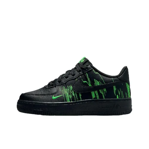 Nike Air Force 1 Амортизация и Дышащий Низкий Топ для Детей Скейтбординг Черный Зеленый Подростки