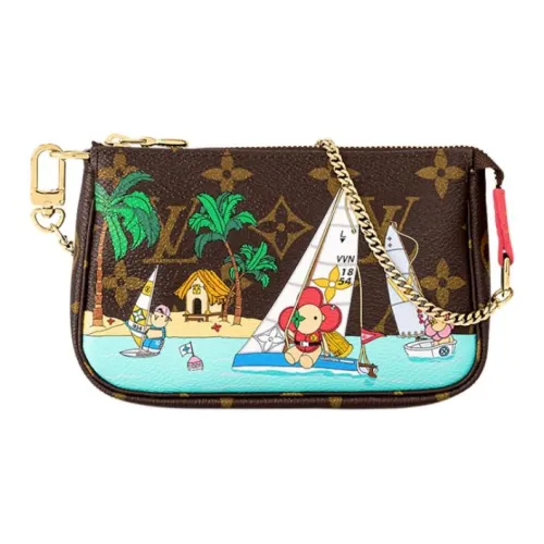 LOUIS VUITTON POCHETTE ACCESSOIRES Покрытый холст Кошелек Мини Женский Коричневый