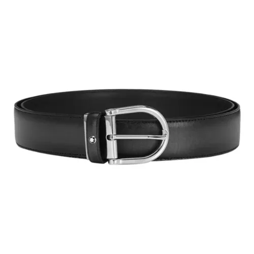 MONTBLANC Ремни из коровьей кожи Мужской Черный Синий 3,5CM