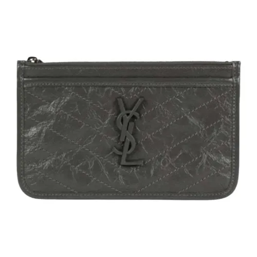 SAINT LAURENT Niki Кожаный клатч женский винтажный серый