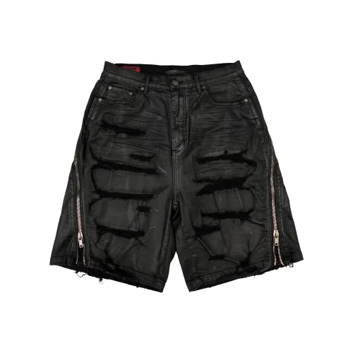 EODUP Черные мужские джинсовые шорты