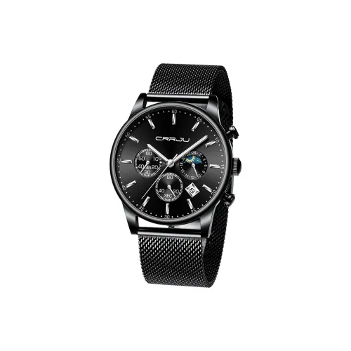 CRRJU Кварцевый механизм нержавеющая сталь ремешок мужские часы черный циферблат