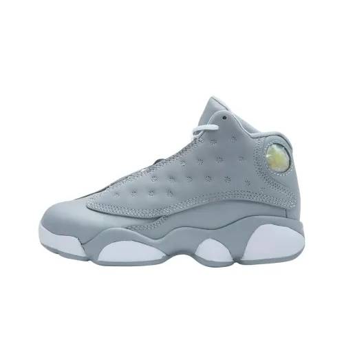 Jordan Air Jordan 13 MID Топ Детские Баскетбольные Кроссовки Волчий Серый Вещественный Розовый Белый Детский