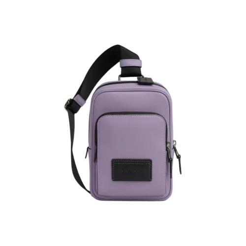 COACH Дорожка Коровья кожа с тканью сумка через плечо маленькая сумка через плечо мужская цвет таро фиолетовый