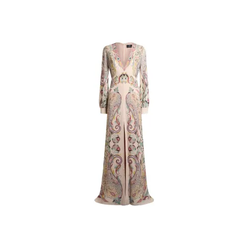 ETRO Розовые Женские Длинные Платья с Рукавами