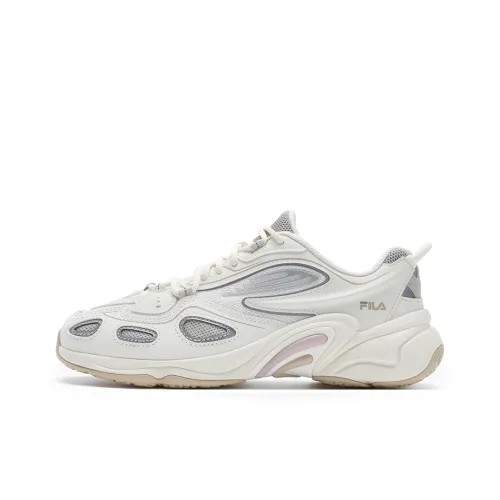 FILA Низкие беговые кроссовки для женщин молочно-белые с серебряной строчкой