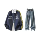 Темно-синий + винтажный синий [джинсы] (без воротника)