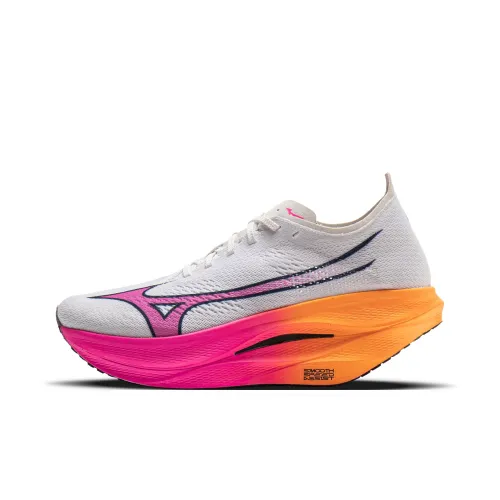 Mizuno WAVE REBELLION PRO 3 Беговые кроссовки Низкий верх Белый/Розовый/Желтый Унисекс
