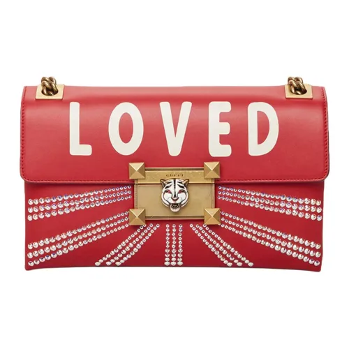 GUCCI Навесной замок кожа сумка с замком сумка через плечо обычная женская красная