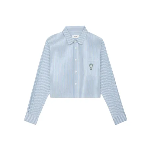 CELINE SS25 Рубашка Женская Светло-Синяя