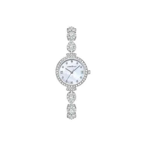 COMLORVEI Кварцевый механизм сплав ремешок женские часы жемчужная раковина цвет циферблат часов