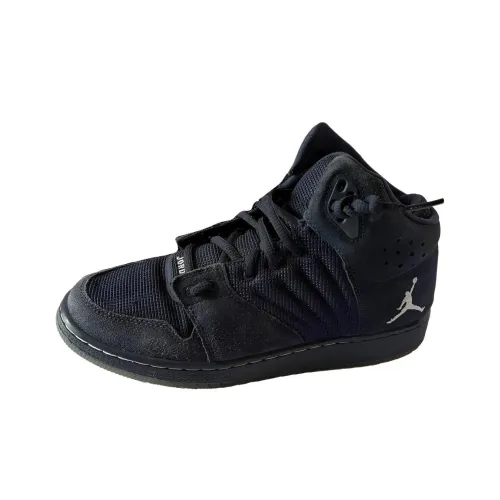 Jordan Air Jordan 1 MID Топ Детские Баскетбольные Кроссовки Полуночный Морской Синий Белый Детский