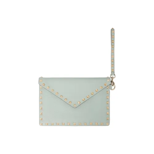Valentino Rockstud Телячья кожа с текстурой Клатч Женские Аква Зеленый