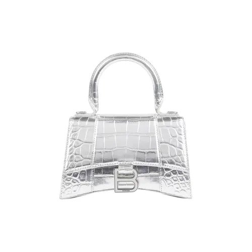 Balenciaga HOURGLASS Телячья кожа Сумка через плечо Сумка Мини Women's Silver