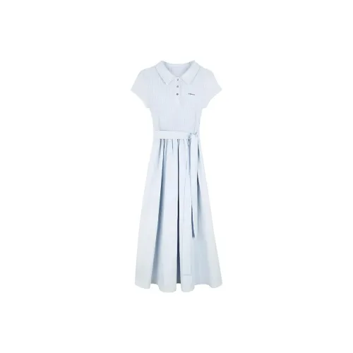 PNVB Светло-синий Женские Короткие Платья с Рукавами