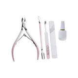 Градиентный розовый - Скребок из мертвой кожи + Стальной толкатель + Кожаная вилка + Пилка для ногтей + Мягчитель