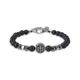 Винтажный крест браслет [черный магнит]