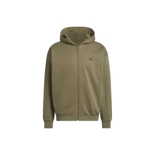 Adidas Баскетбол Full Zip Hoodie Свитшот Унисекс Оливково-зеленый