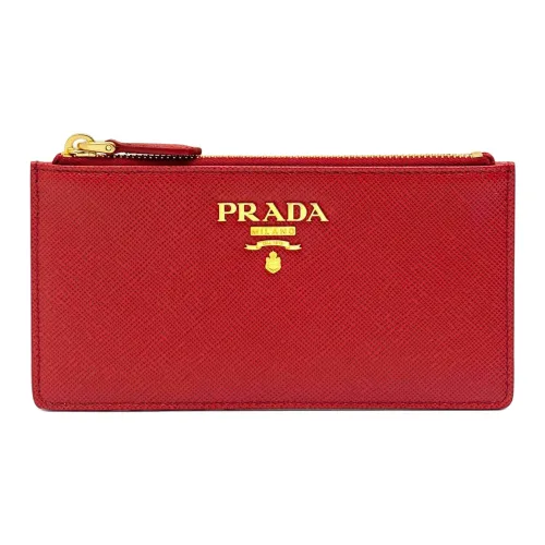 PRADA Saffiano кожаный держатель для карт женский красный
