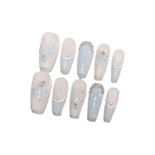 ORANOT Медведь Angel Bowknot False Nail Polka Dot Cute Cartoon Sweet Style Girlish Nail Art Pearl Heart Nail Patch