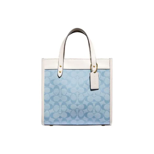 COACH Field Collection Сумка-тоут Сумка для покупок Сумка через плечо Сумка на одно плечо Маленькая женская сумка Синий и белый