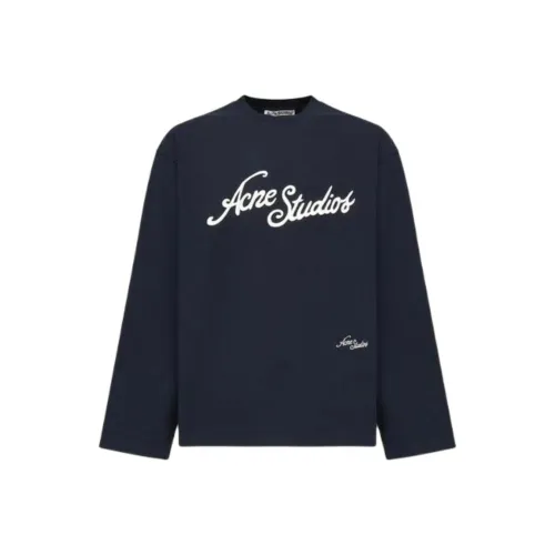 ACNE STUDIOS FW25 Темно-синие унисекс T-рубашки