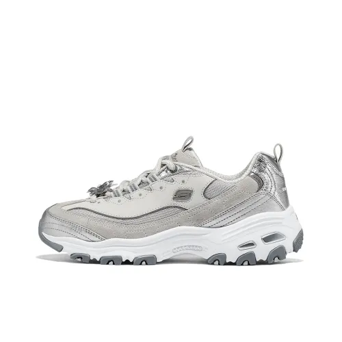 Skechers D'LITES 1,0 Амортизация Износостойкие Низкие Кроссовки с Толстой Подошвой Женские Серебряный Золотой