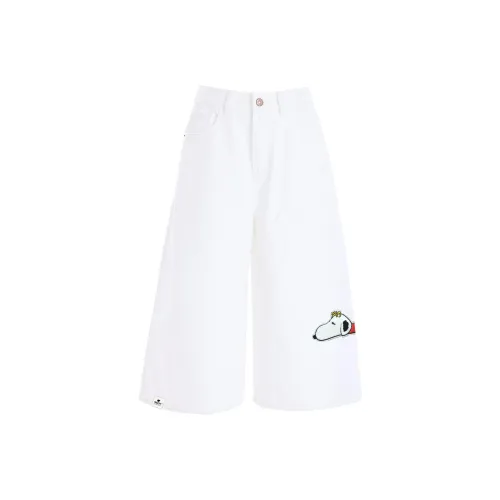 Снупи Белый Женские Джинсовые Шорты