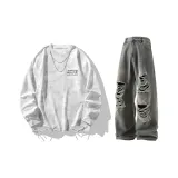 Белая длинная рубашка с длинными рукавами + винтажные синие джинсы