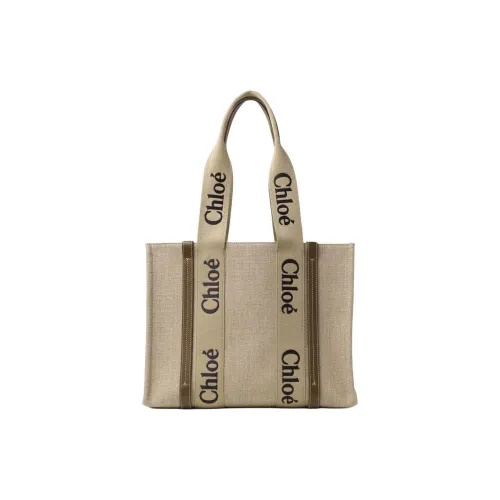 Chloe Woody Linen Tote Bag Shopping Bag Shoulder Bag Handbag Women's Khaki Члои Вуди Льняная Тот Сумка Сумка для покупок Сумка через плечо Сумка Женская Хаки