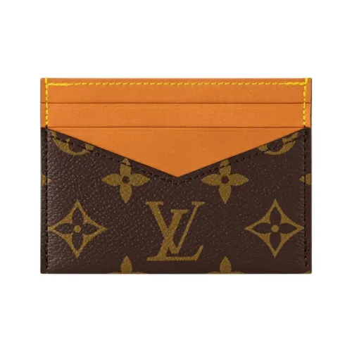 LOUIS VUITTON Тисненый Картхолдер с покрытием из ткани Унисекс Коричневый
