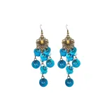 Дымчатый закат, замок, импульс, серьги-кольца, 1 пара (синий)