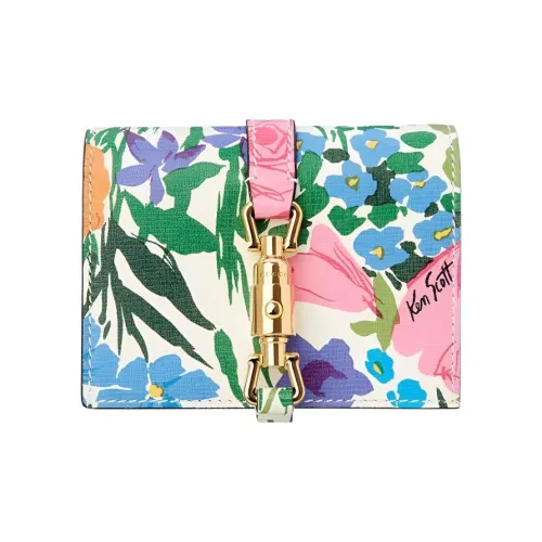 GUCCI Jackie 1961 Кожаный клатч держатель для карт кошелек маленький женский цветочный цвет