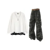 Белый свитшот + камуфляж, рабочая одежда, джинсы