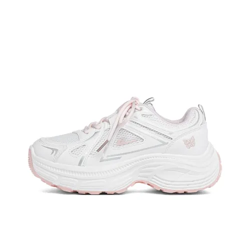 Warrior Аbrasion Resistant визуально увеличивает рост Низкий Топ Повседневный Спринт Беговые кроссовки Женские Белый Розовый