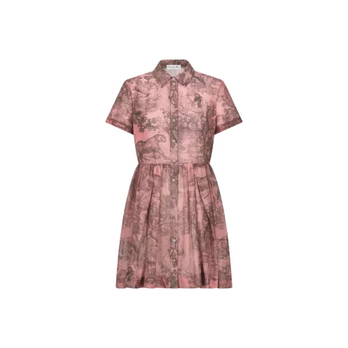 DIOR Короткий рукав Платье Женское Розовое