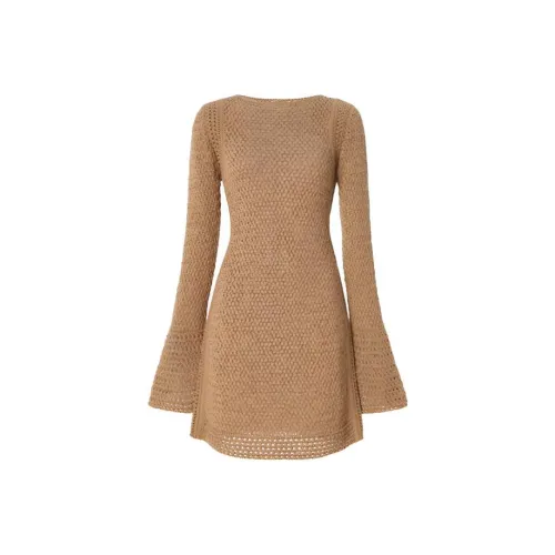 Leather Cat Длинное платье с длинными рукавами женское