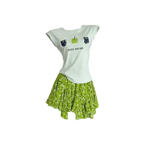 MISSHONEY MH Чайно-зеленый Топ + Травяной зеленый Юбка Женские Комплекты с юбкой