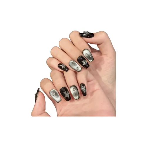 KDOW Лето Ртуть Кристальный Треснутый Камень Кошачий глаз Городской Шик Стиль Сверкающий Handcrafted False Nail Съемный