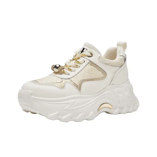 HR Low Топ Толстая подошва Кроссовки Женские Бежево-Золотые