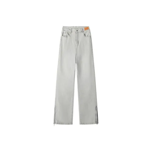 maxim's de paris Грязно-желтые унисекс джинсы